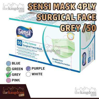 Masker SENSI Earloop Bedah Medis 4 ply Surgical Face Mask 50 pcs Grey