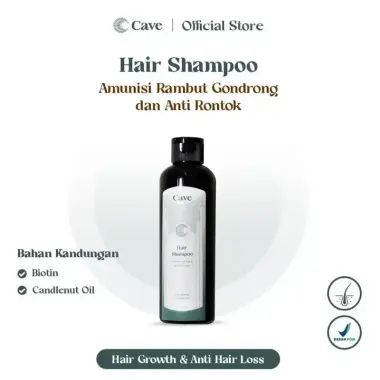 Cave Hair Shampoo 200ml - Penumbuh dan Penebal Rambut Anti Rontok dengan Biotin dan Minyak Kemiri