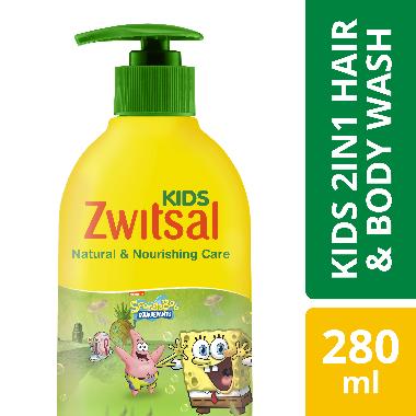Zwitsal Kids 2in1 Sabun & Shampoo Anak Natural & Nourishing - 280mL -