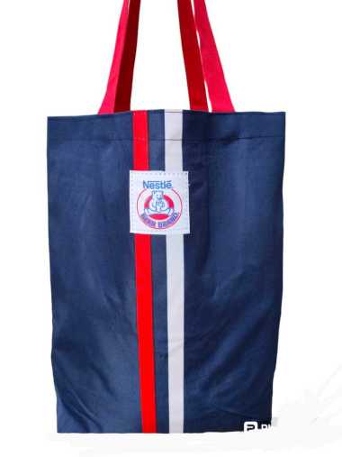Tote Bag Bear Brand, Tas Belanja Susu Beruang By Nestle Navy Motif Garis/Lis