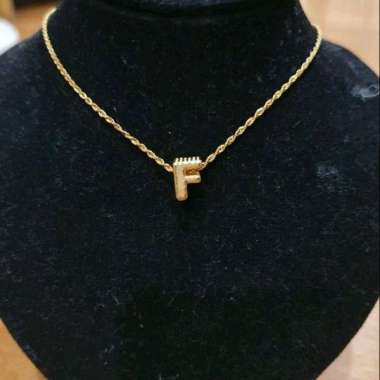 Set Kalung Inisial Huruf F Elegant Hadiah Kekasih Emas Asli