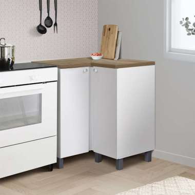 FULL KAYU – Kirana Kitchen Set Rak Dapur Kabinet Dapur Modern Minimalis Nebraska Bawah Sudut Bulat