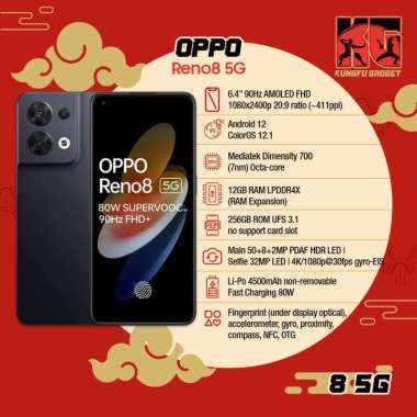 Oppo Reno 8 5G 8/256 RAM 8GB ROM 256GB Garansi Resmi Black