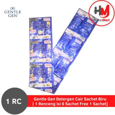 Gentle Gen Detergen Cair Sachet Biru| 1 Renceng isi 6 Sachet Free 1 Sachet]