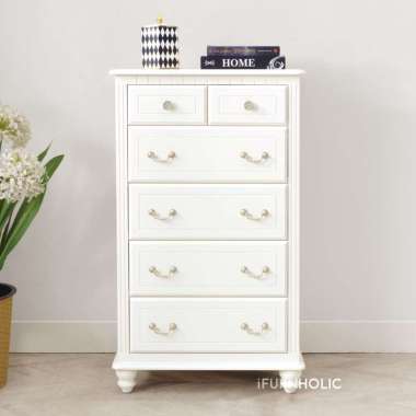 iFURNHOLIC Amandla High Chest - Lemari Laci Penyimpanan Klasik - Furniture Ivory