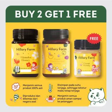 Hillary Farm Manuka Honey + Clover Blackcurrant Honey Free Madu