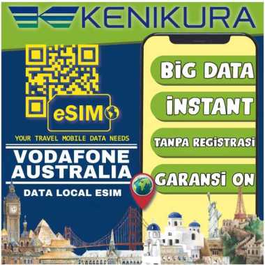 eSIM Vodafone Australia ESIM internet data call e-sim Ausie OZ Kenikura 15 Days kuota 35GB
