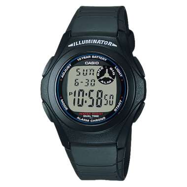 Jam Tangan Pria Casio General F-200W-1ADF 10 Years Battery Life Digital Dial Black Resin Band -