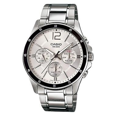 Jam Tangan Pria Casio MTP-1374D-7AVDF Enticer Men Silver Dial Stainless Steel Band -