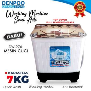 Denpoo DW-976 Mesin Cuci 2 Tabung Unit Only white JABODETABEK