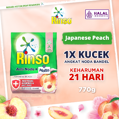 Promo Harga Rinso Anti Noda Deterjen Bubuk + Molto Japanese Peach 770 gr - Blibli