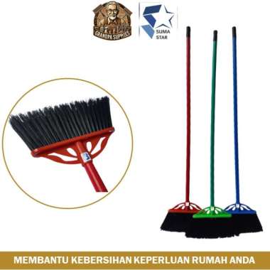 Sapu Lantai Nilon Panjang Hitam Sapu Ijuk Sintesis Awet Kualitas Premium Tebal Kokoh Biru