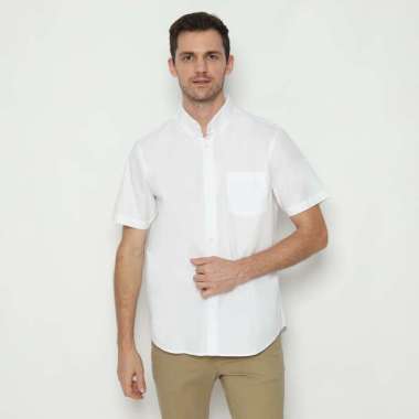 Platini Kemeja Basic Pria Lengan Pendek Katun Poplin Putih 63301 XXL