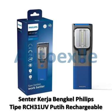 Philips Work Light LED RCH31UV with UV leak detector Docking Rechargeable Putih Original Lampu Sente