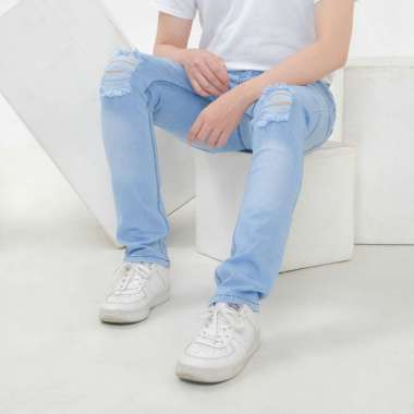 ZWECKOUT LABEL Celana Jeans Pria Sobek Panjang Ripped Bikers Lutut Slim Fit Original 38 BIOBLITZ