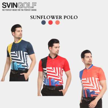 Svingolf Sunflower Polo Shirt Pria Baju Golf M Vivid Orange