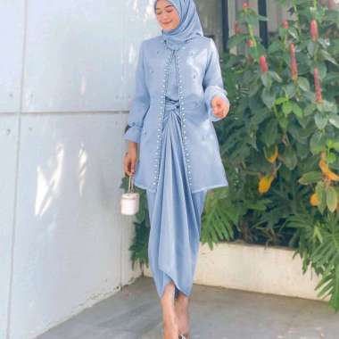 One Set Rok Lilit Jemma Organza Dress Muslim Wanita hitam Semua Ukuran