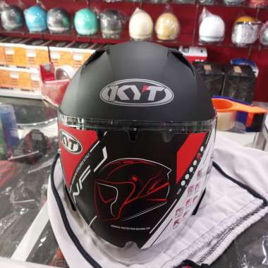 Helm KYT NFJ Black Doff || Helm Half Face || Original KYT || Size M & L