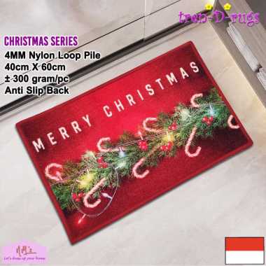 Tren-D-Rugs Keset kaki christmas natal bulu alas pintu depan kamar mandi tidur ruang tamu anti slip 
