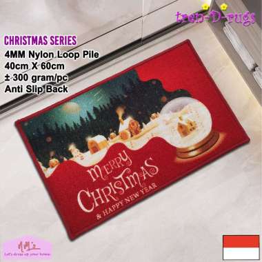 Tren-D-Rugs Keset kaki christmas natal bulu alas pintu depan kamar mandi tidur ruang tamu anti slip 