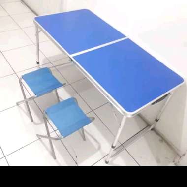 meja lipat koper meja piknik meja lipat portable dengan kursi set meja + kursi + BB brown