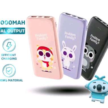 Kivee Power Bank Mini 10000 Mah LCD 4 Warna Desain Cute Ungu Rabbit