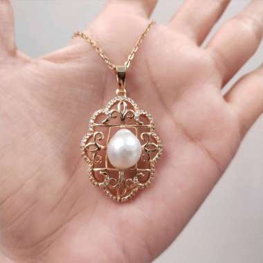 Kalung Mutiara LAUT Liontin Rantai Rodium Mutiara Lombok