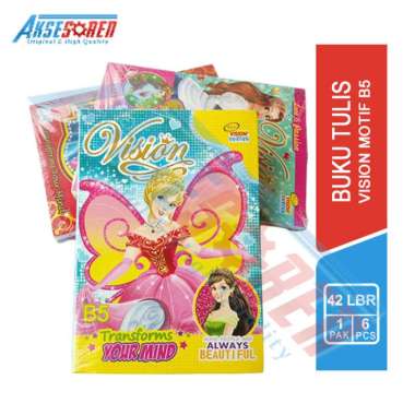 Aksesoren Buku Tulis Sekolah Vision Boxy [42 Lembar/1 Pack/6 Buku] / Buku Tulis Besar Panjang Notebo
