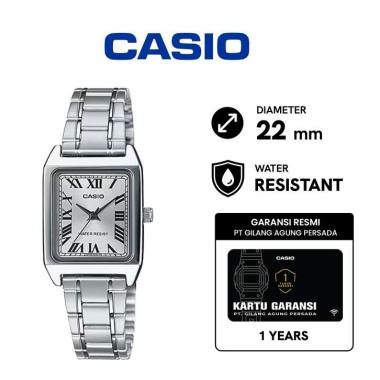 Jam Tangan Wanita CASIO LTP-V007D-1BUDF [Hitam], LTP-V007D-7BUDF [SILVER] Analog SILVER