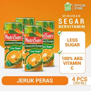 NutriSari RTD Squeezed Orange Minuman Jeruk Peras Vitamin C (200 mL x 4 Pcs)
