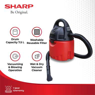 SHARP EC-CW60 Vacuum Cleaner Wet & Dry (Basah dan Kering) 7.5 L 600 Watt