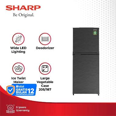 SHARP SJ-236MN-HS Kulkas 2 Pintu Kirei Shine [205 L/187 L]