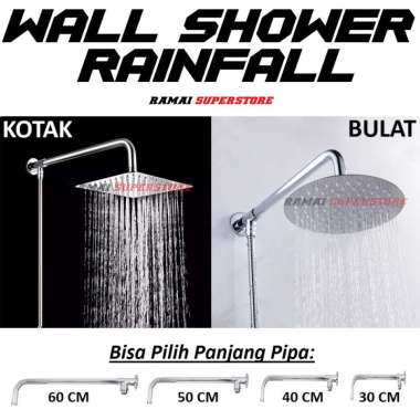 Wall Shower Rainfall Pipa Dan Kepala Shower Hujan Pipa 60 CM
