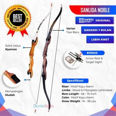 Sanlida Archery Sanlida Noble Wooden Recurve Bow Busur Panah 70/38 Lbs