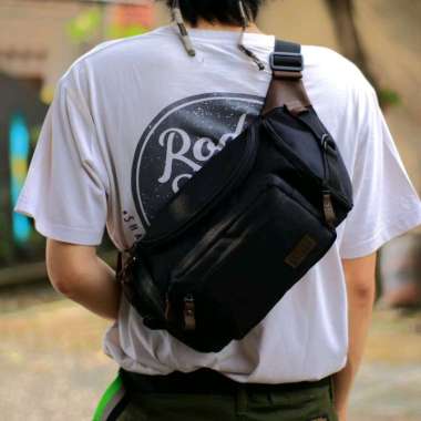 ORIGINAL PREMIUM Tas Waist Bag Water Proof Pria&Wanita saingan eiger Kombinasi Kulit Asli DIstro Pus