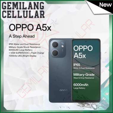 OPPO A5x - RAM 4GB/128GB & 6GB/128GB - Snapdragon 6s 4G Gen1, 6000mAh 45W Supervooc Flash Charge | G