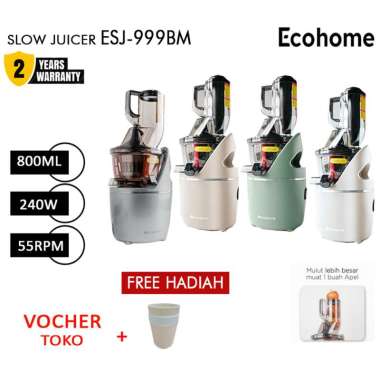 Ecohome Juicer Ecohome ESJ-999BM Slow Juicer Big Mouth tifanny green