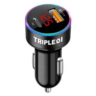 Car Charger HP Dual Port USB Type C iPhone Fast Charging 38W QC 3.0 3.1A Digital Display LED PD Casa