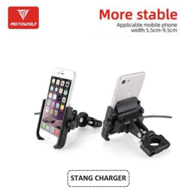 Motowolf Holder Handphone Holder Stang Motor Almunium Alloy Premium STANG CHARGER