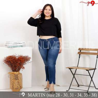 GOODNO.9 | Celana Jeans Wanita Martin Jeans Bigsize Jumbo Stretch Mom Jeans 36 Darkblue