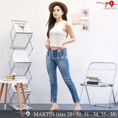 GOODNO.9 | Celana Jeans Wanita Martin Jeans Bigsize Jumbo Stretch Mom Jeans 38 Lightblue