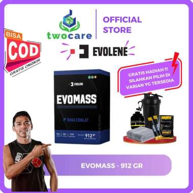 Evolene Mass Gainer Evomass Evo Mass 2 LB 912 GRAM BPOM Strawberry | Shaker Evolene