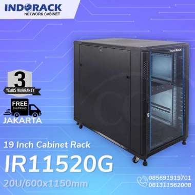 IR11520G - 20U Close Rack Depth 1150mm Glass Door 19" - INDORACK