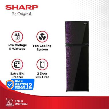 SHARP SJ-236MG GB/GR Kulkas 2 Pintu Shine Magneglas [187 L/205 L]