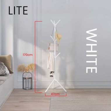 Stand Hanger Gantungan untuk Tas, Baju dan Topi Gantungan Tiang Berdiri Modern LITE WHITE
