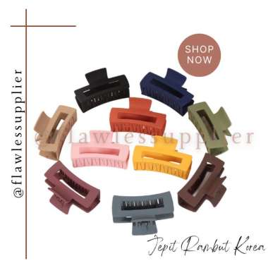 Jepit Rambut Transparan / Jedai Doff 8.5CM Model Kotak Bolong Warna Bening Doff Pastel / Jepit Rambu