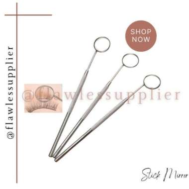 Stick Mirror / Cermin Pembersih Bulu Mata Bahan Stainless Steel / Kaca Cermin Alat Koreksi Bulu Mata