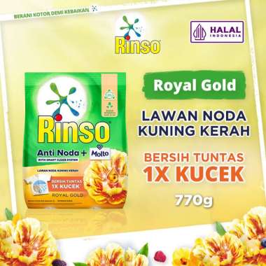 Promo Harga Rinso Anti Noda Deterjen Bubuk + Molto Royal Gold 770 gr - Blibli