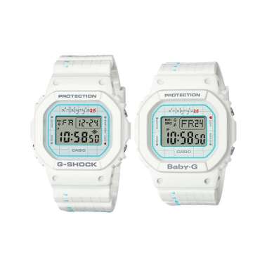 Jam Tangan Couple Casio G-Shock LOV-21B-7DR Presents Lovers Collection Digital Dial White Resin Band