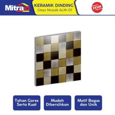 Zehn Keramik Dinding Dapur Glass Mozaik ALM-01 30x30 Cm Hitam Hitam -